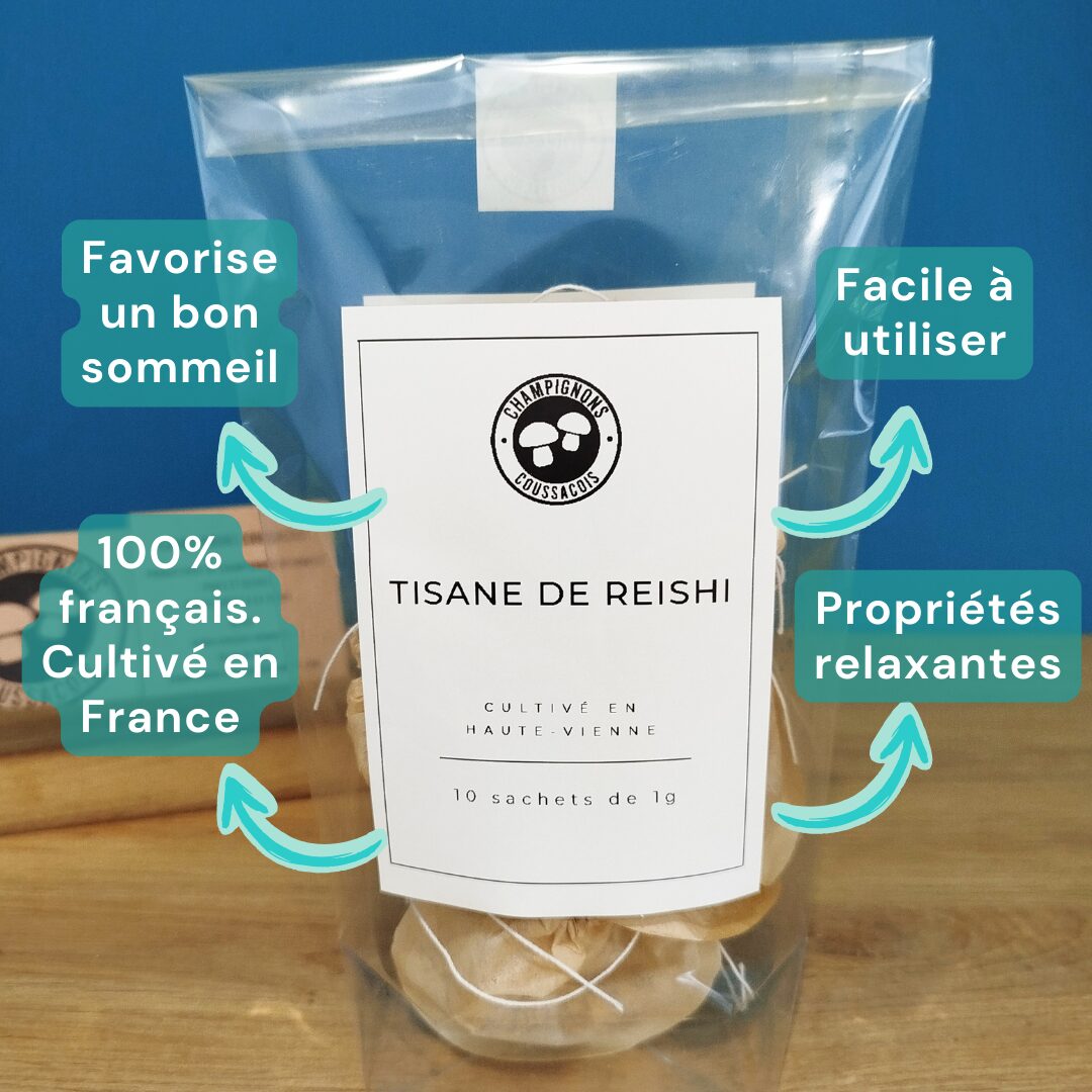 Tisane de Reishi en sachet de thé - cultivé en France